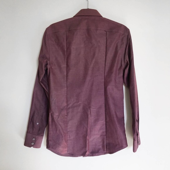 Banana Republic Size Small Maroon Burgundy Plaid Long Sleeve Button Up Shirt - Picture 3 of 4